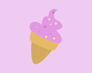 Illustration, a cheerful, minimalist cone-shaped ice cream with pink and colorful sprinkles. Perfect for creative projects, advertisements, or fun designs, this piece brings a cheerful summer feel.