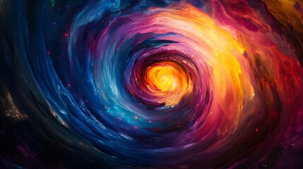 Swirls of bright colors reminiscent of a spinning galaxy