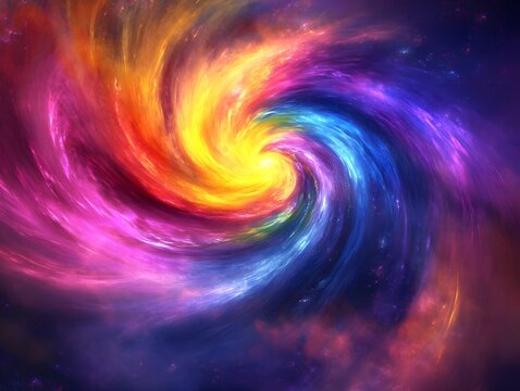 Swirls of bright colors reminiscent of a spinning galaxy