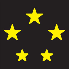 Quality rating symbols. Set of five-pointed yellow stars with shadow isolated on transparent background. Product quality assessment icons. Vector illustration.