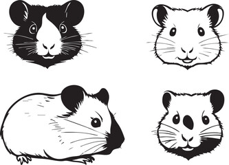 Abstract Hamster Head Outlines for Modern Art