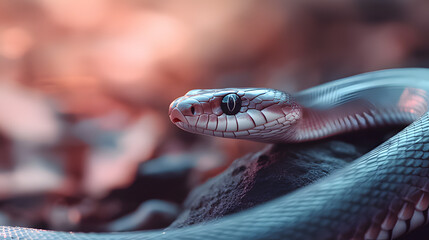 Snake sensing heat patterns in the dark, relying on its thermal vision to navigate and hunt. The essence of adaptation and survival in nature.