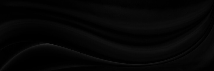 Black gray satin dark fabric texture luxurious shiny that is abstract silk cloth background with patterns soft waves blur beautiful.