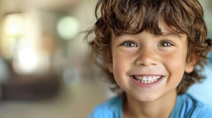 The face of a happy autistic child beams with pure joy, capturing a moment of peace and contentment.