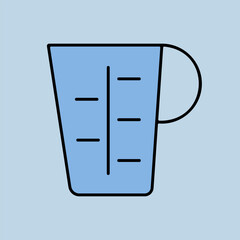 Measuring cup, beaker icon. Kitchen appliance