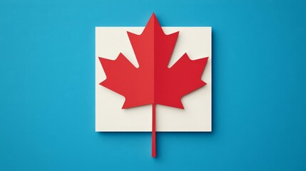Obraz premium Canada flag red and white pride concept. A vibrant red maple leaf on a blue background, symbolizing Canada and its national identity.