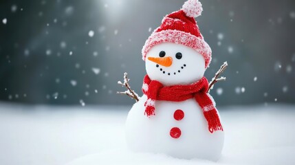 Fototapeta premium Christmas snowman flat design, winter wonderland theme