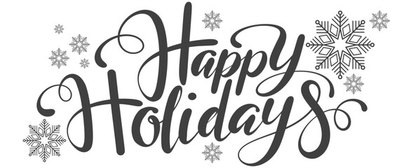 Happy Holidays Handwriting Lettering Calligraphy, isolated on transparent background