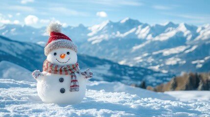 Obraz premium Christmas snowman flat design, winter wonderland theme