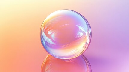 Closeup of a iridescent soap bubble on a colorful background