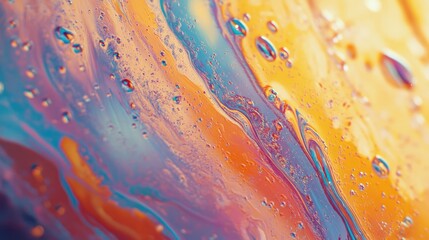 Fototapeta premium Closeup of a iridescent soap bubble on a colorful background 