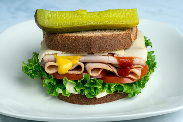 turkey  sandwich with  with tomato and lettuce