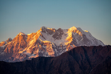 Mountain Peak during Sunrise. View from Tungnath Temple