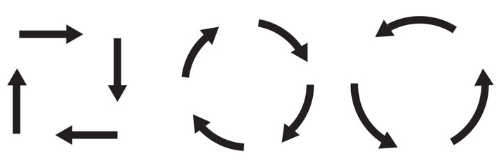 circle arrow icon set. circular arrow icon, refresh, reload arrow icon symbol sign, vector illustration