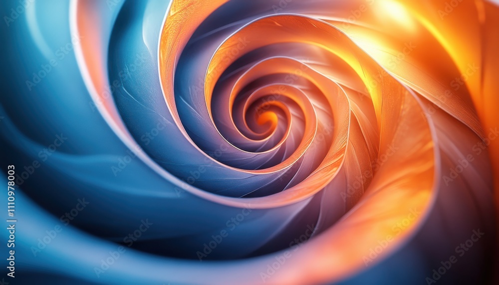 Poster abstract spiral design in blue and orange tones creating a beautiful and captivating visual experien
