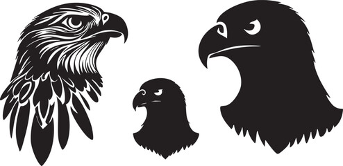 Sleek and Modern Hawk Head Silhouette Designs
