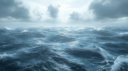 Fototapeta premium Awe-Inspiring Stormy Ocean Waves; A Breathtaking View of Nature's Power