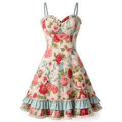 Floral Print Sundress with Ruffled Hem and Sweet Details - Feminine and Lightweight Summer Dress