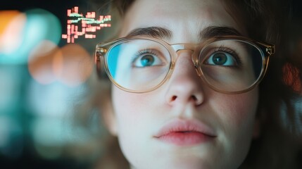 Fototapeta premium Focused Trader Analyzing Data with Dark Circles Under Eyes