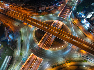 Expressway top view, Road traffic an important infrastructure, Urban cityscape concept or abstract of advanced innovation, financial technology, energy power, expressway