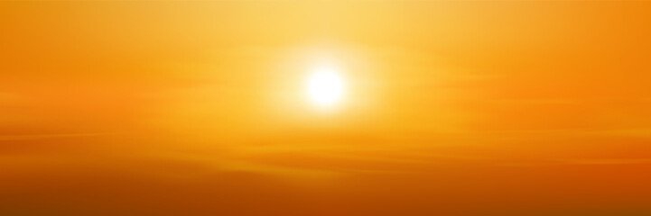 Sunset Sky Background,Autumn Orange Sunrise and Sun over Sea Beach,Vector Beautiful Winter Nature Golden Hour in Yellow,Pink,Blue Sky Before Sundown in Summer,Cartoon Spring Landscape with sunlight