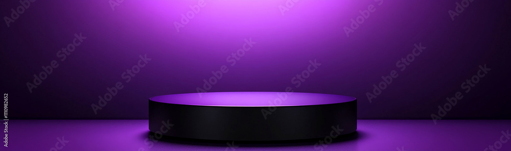 Aufkleber Purple illuminated stage with round platform and soft light setting for performances at nighttime