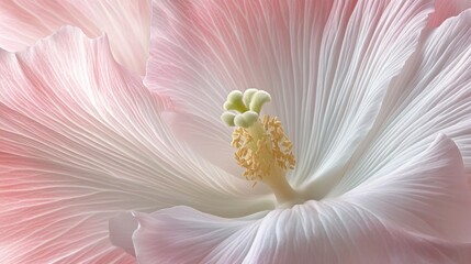 Delicate Pink Hibiscus Bloom: A Close-Up Macro Photography