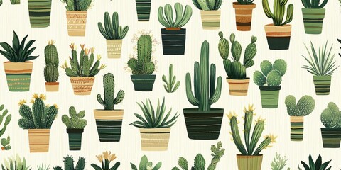Vibrant display of various indoor plants and cacti in decorative pots against a light background creating a lively atmosphere for any home or office space