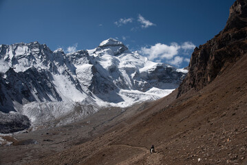 Pilgrims travelling towards Gauri Kund at the base of Adi Kailash which is the second most important peak of Panch Kailash group