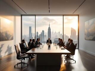 High-End Business Meeting - Professional Atmosphere in a Modern Office