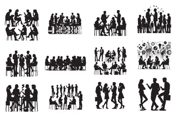 Business Silhouettes Collection Vector Illustrations of Men and Women.