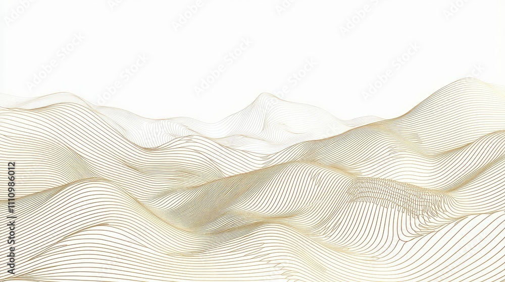 Poster abstract wavy lines in soft colors creating a minimalistic landscape design for modern aesthetic and