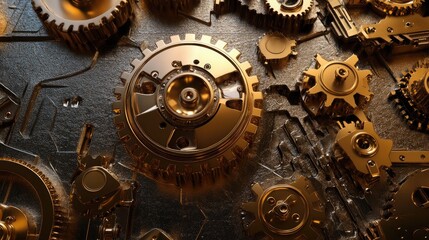 Metallic background of car automotive transmission gearbox