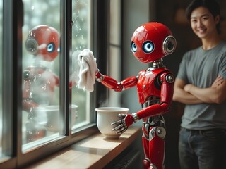 Future Housekeeping Assistant - Robot Cleaning Windows