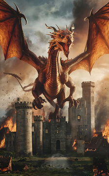 Dragon ayant tous ravag&eacute; m&ecirc;me le chateau