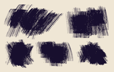 Set of art brush strokes text boxes. Black paintbrush vector. Grunge design elements. Template dirty texture banners. Grunge painted rectangles, long and diagonal strokes, dry brush on canvas.