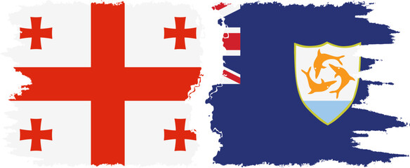 Anguilla and Georgia grunge flags connection, vector