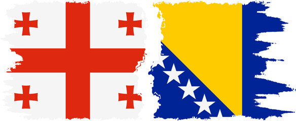 Bosnia and Herzegovina and Georgia grunge flags connection, vector