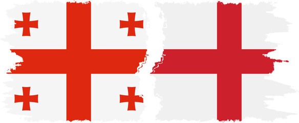 England and Georgia grunge flags connection, vector