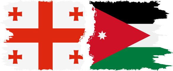 Jordan and Georgia grunge flags connection, vector