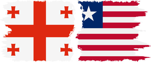 Liberia and Georgia grunge flags connection, vector