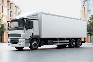 Fototapeta premium Truck with white space beside the truck on white background