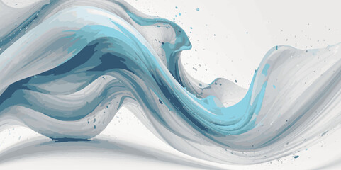 Abstract blue and grey curve explosion wave isolated smooth light digital art white background. Use for banner, wallpaper, graphic, vector illustration.
