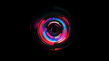 A vibrant abstract design featuring circular patterns and dynamic colors.