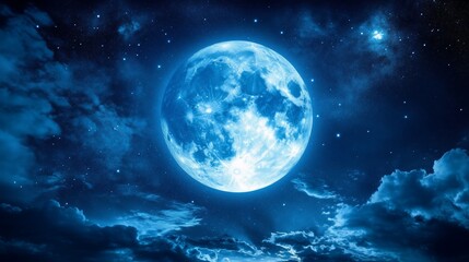 Photo full moon in night sky beautiful galaxies background