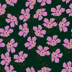 Fototapeta premium Cute feminine watercolor seamless pattern with wildflowers.hand drawn
