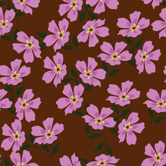 Cute feminine watercolor seamless pattern with wildflowers.hand drawn