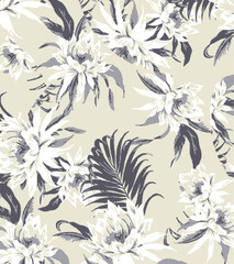 big flowers pattern,tropical floral, small flowers , flowers with leaves,upscale floral pattern.graphical textures floral,trendy colors pattern,flowers  background with leaves,vector illustration.