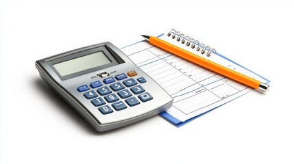 Finance banking and stock concept. Calculating finances with calculator, notebook, and pen on desk