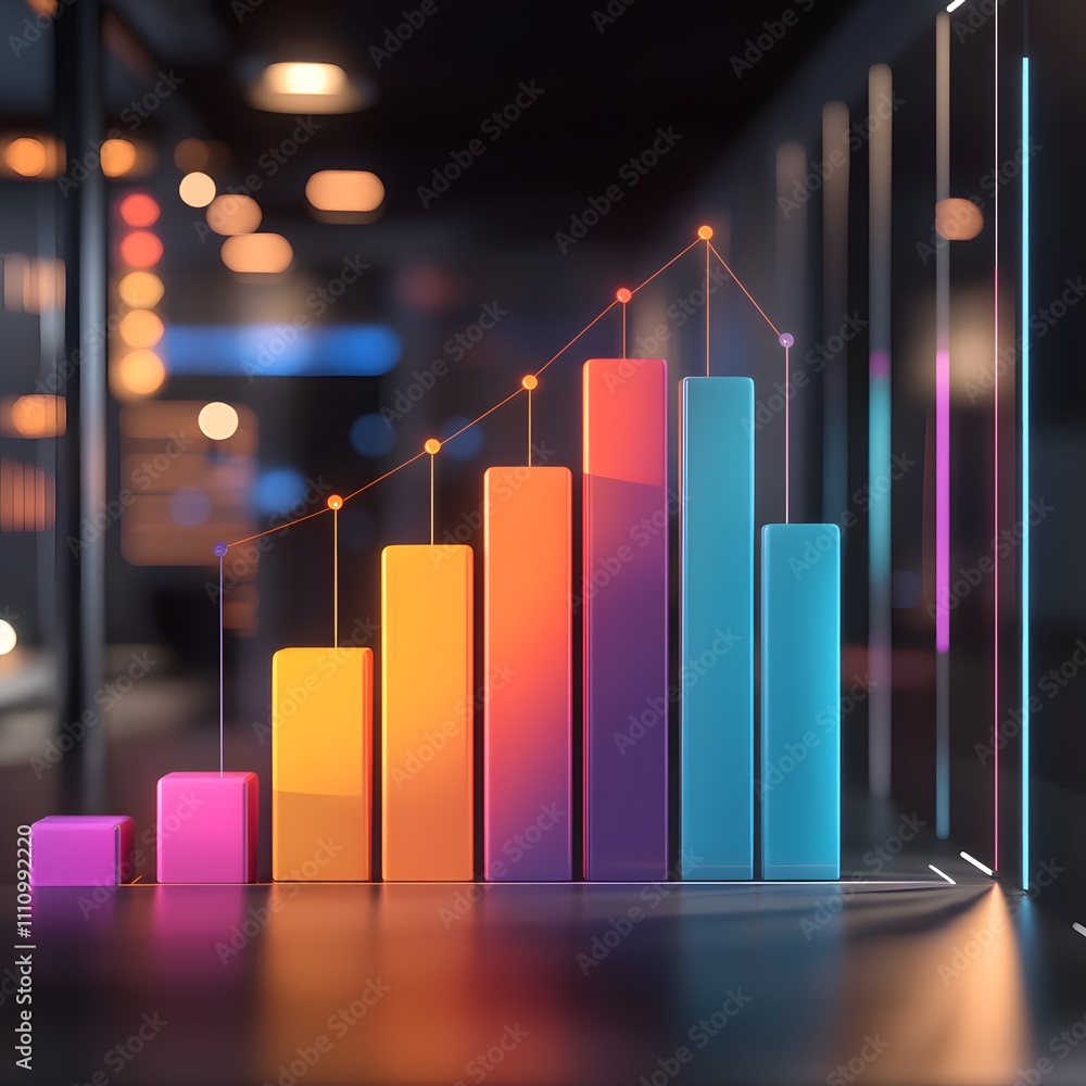 Poster modern data visualization with colorful bars.